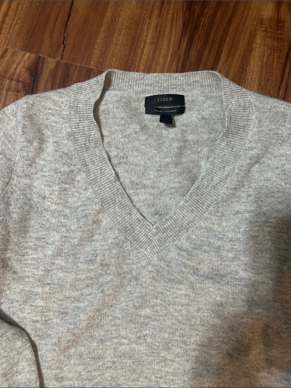 J. Crew Women's Light Gray V-Neck Cashmere Sweater